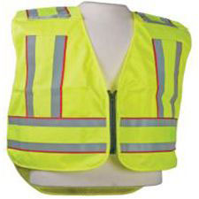 5PT Breakaway HiViz Vest, ANSI L/Y Warp Knit, Red Edge, MED SM/MED/LG