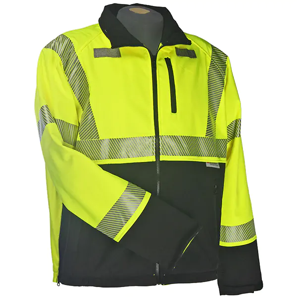 Soft Shell Jacket, ANSI Class3 All Weather System Lime Yellow