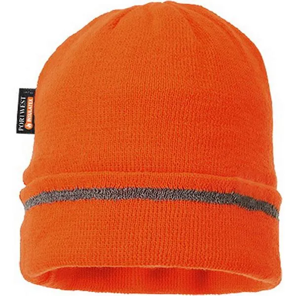 Portwest Knit Hat, Orange Reflective Trim 