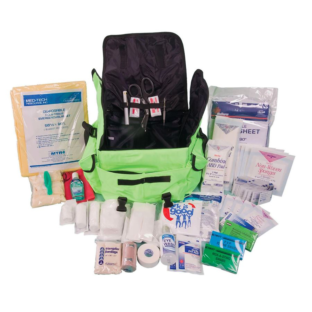 NAFECO EMS Quick Response Medical Kit, Fluorescent Lime