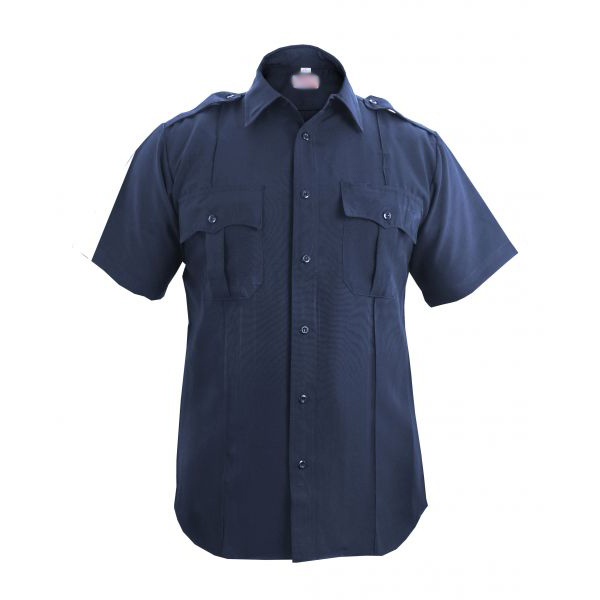 Ladies Navy Code 3 Poly/Cotton Short Sleeve Shirt with Zipper