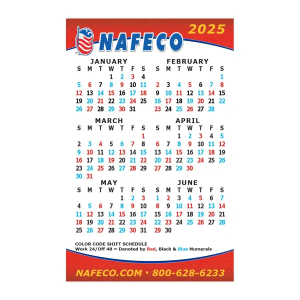 Pocket Shift Calendar 10 Pack NAFECO