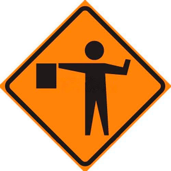 DSP 48" Superbright Roll Up Sign, Scr: Flagger Symbol