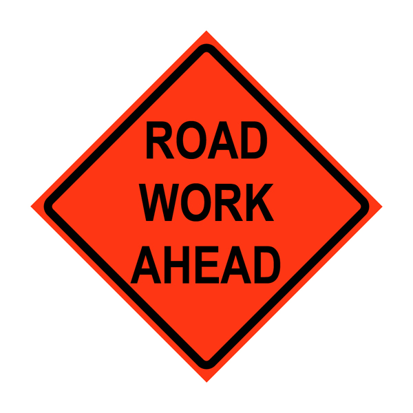 DSP 48" Superbright Roll Up Sign, Scr: Road Work Ahead