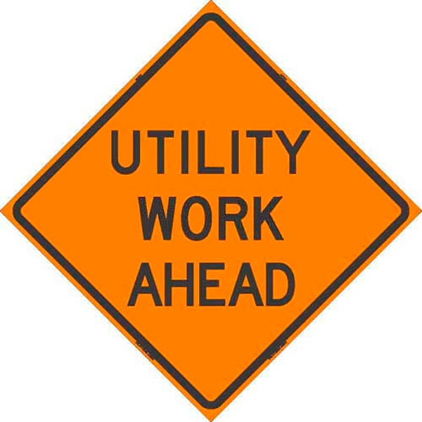 DSP 48" Superbright Roll Up Sign, Scr: Utility Work Ahead