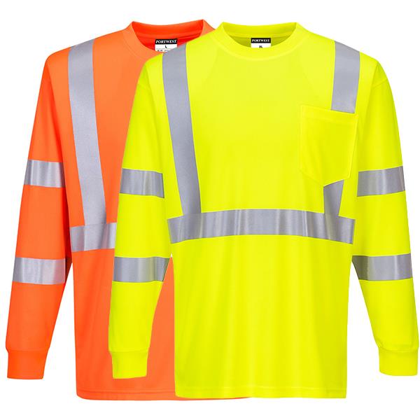 Portwest Hi-Vis Long Sleeve Ribbed Cuff T-Shirt