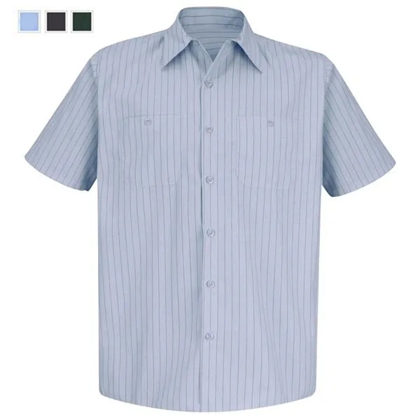 Red Kap Men's Short Sleeve Striped Uniform Shirt