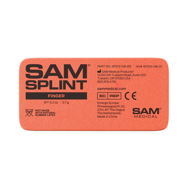 SAM Medical Finger Splint 1.75"x3.75", Orange/Blue, Each