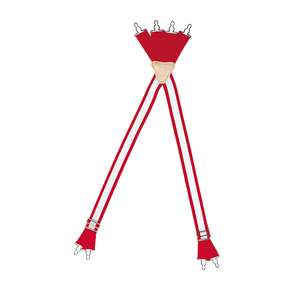 LION Suspender, Traditional, Red, Silver Trim, 42" (Reg) Metal Loops