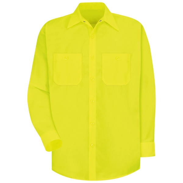 Red Kap LS Enhanced Visibility Work Shirt; Yellow