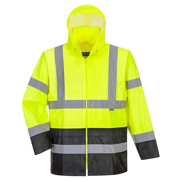 Portwest Hi-Vis Classic Cntrst Rain Jacket, Yellow/Black, CL3 