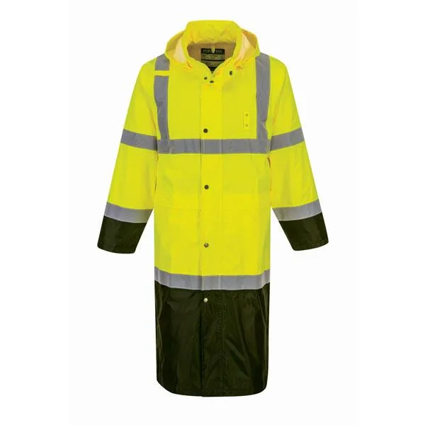 Portwest Hi-Viz 48" Rain Coat Class 3, Yellow-Black 
