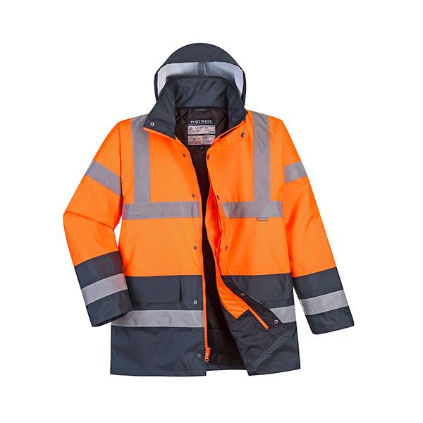 Portwest Hi-Vis Two Tone Traffic Jacket, Orange/Navy