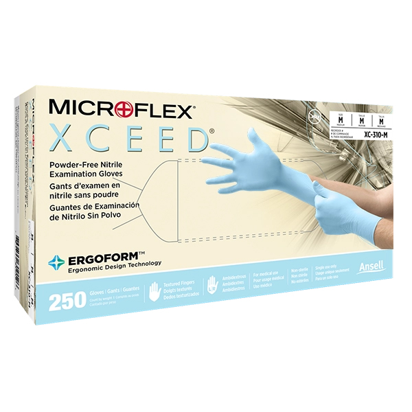 Ansell Microflex Xceed XC-310 Powder Free Nitrile Gloves, Blue