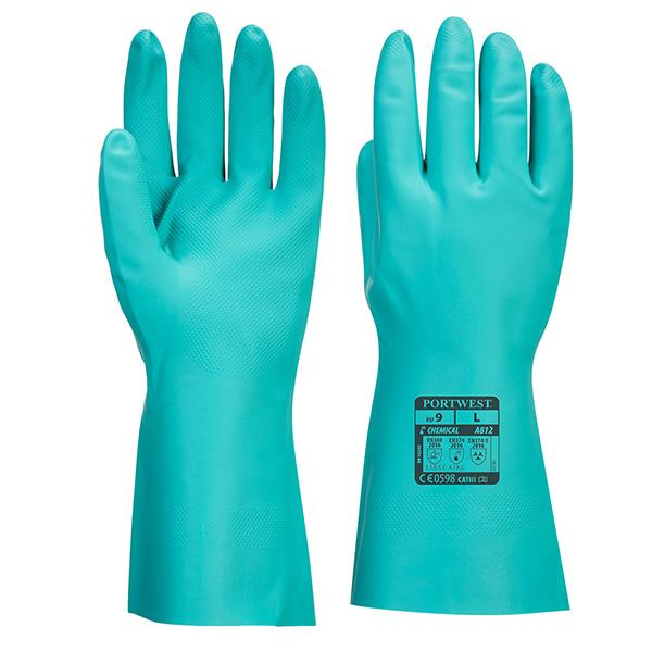 Portwest Nitrosafe Plus Glove Chemical, Gauntlet Green