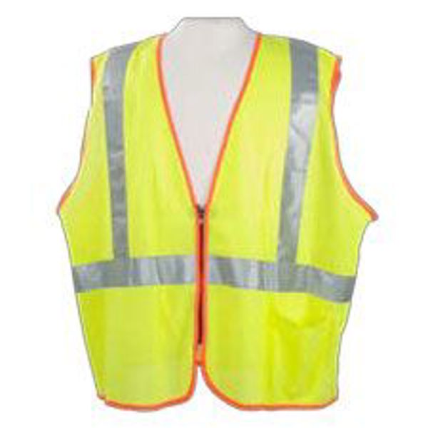 Safety Vest, ANSI Class 2 Mesh w/Zipper Front Lime