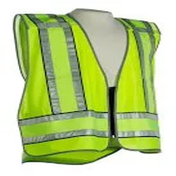 5PT Breakaway HiViz Vest, ANSI Lime/Yel Warp Knit, Navy Edge