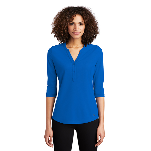 Ogio Ladies Jewel Henley Shirt; Electric Blue