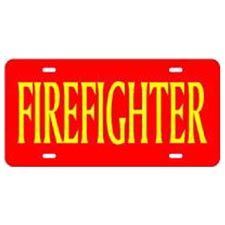 Laser Magic Tag, Red w/ Gold Letters "Firefighter"